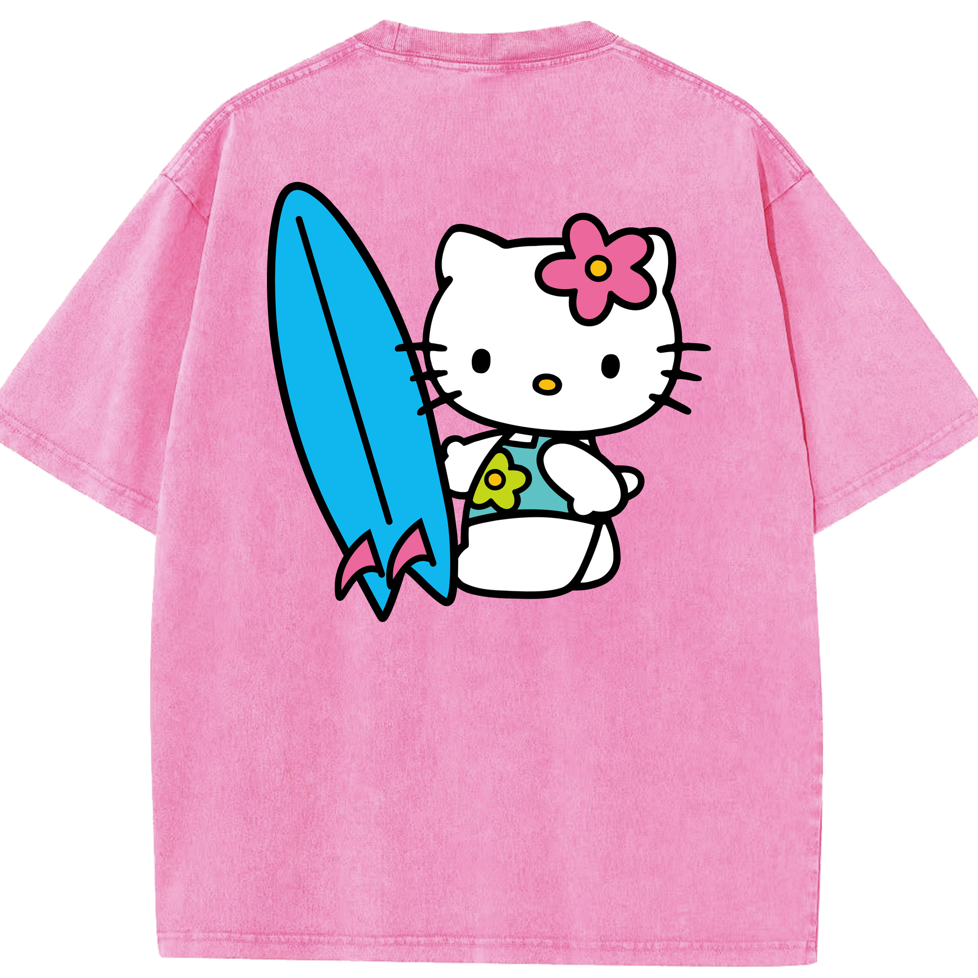 （画像用） Hello Kitty ハローキティ 綿100% ヴィンテージ風 半袖Tシャツ（背面プリント）